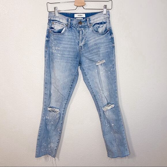 Pistola Zodiac Raw Hem Distressed Jeans - Picture 1 of 7